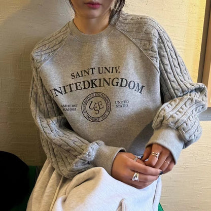 ニットケーブルスリーブスウェットシャツ