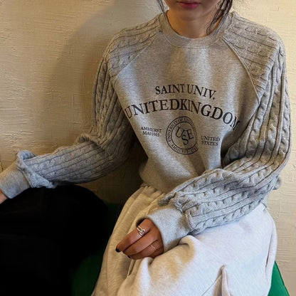 ニットケーブルスリーブスウェットシャツ