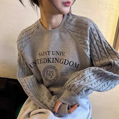 ニットケーブルスリーブスウェットシャツ