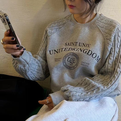 ニットケーブルスリーブスウェットシャツ