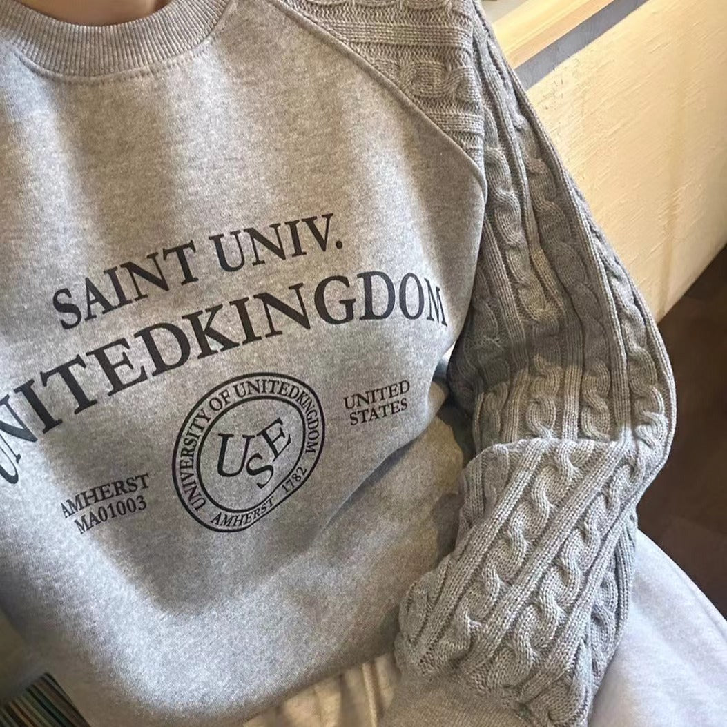 ニットケーブルスリーブスウェットシャツ