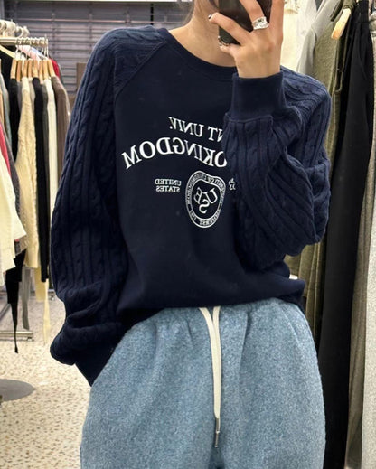 ニットケーブルスリーブスウェットシャツ