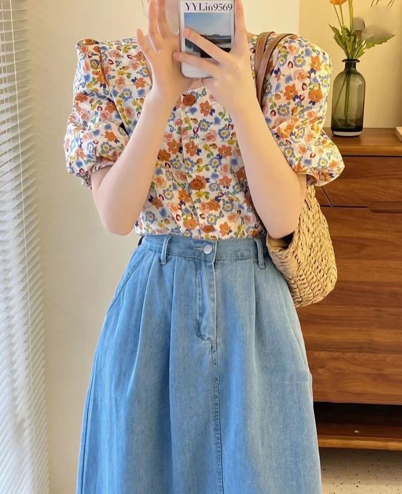 Floral Square Neck Top