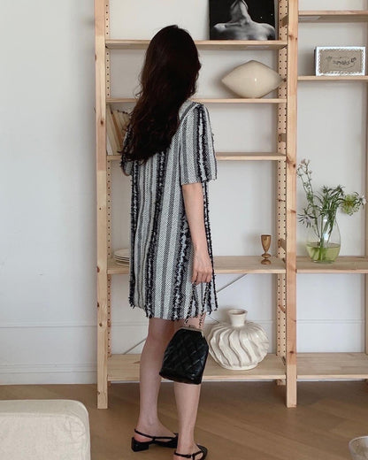 Short-sleeved Fringe Dress