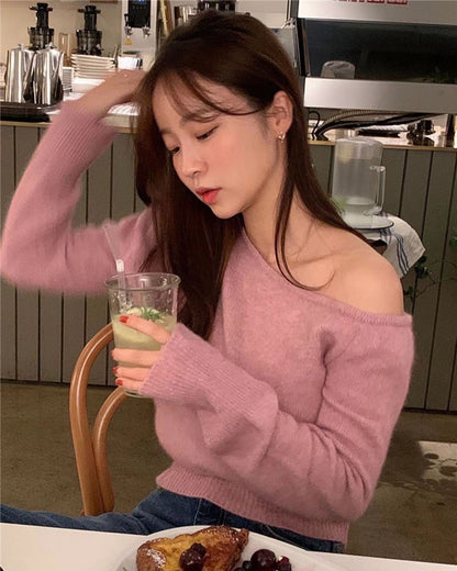 off shoulder針織冷杉top