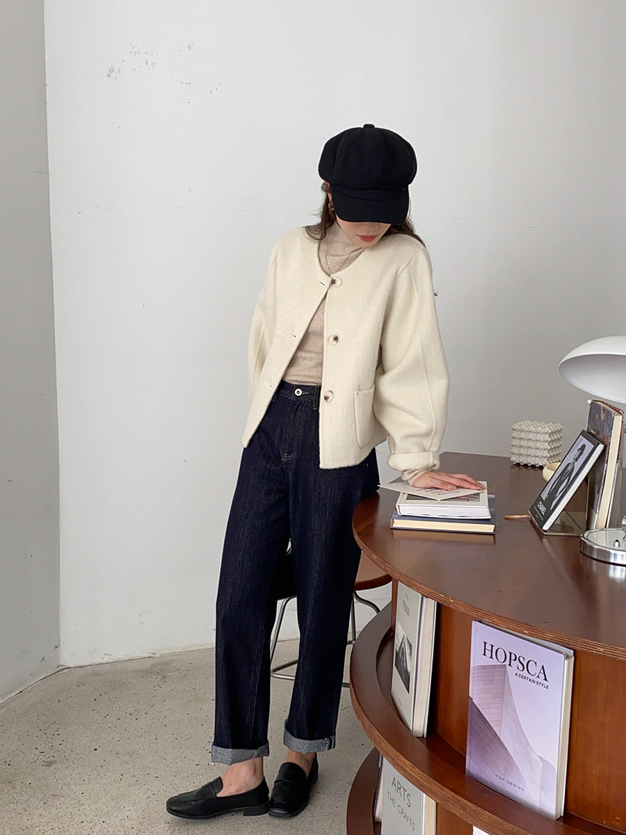 明線復古煙管牛仔褲