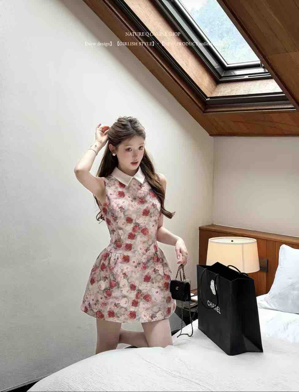 Sweet Vintage Floral Peter Pan Collar Sleeveless Dress