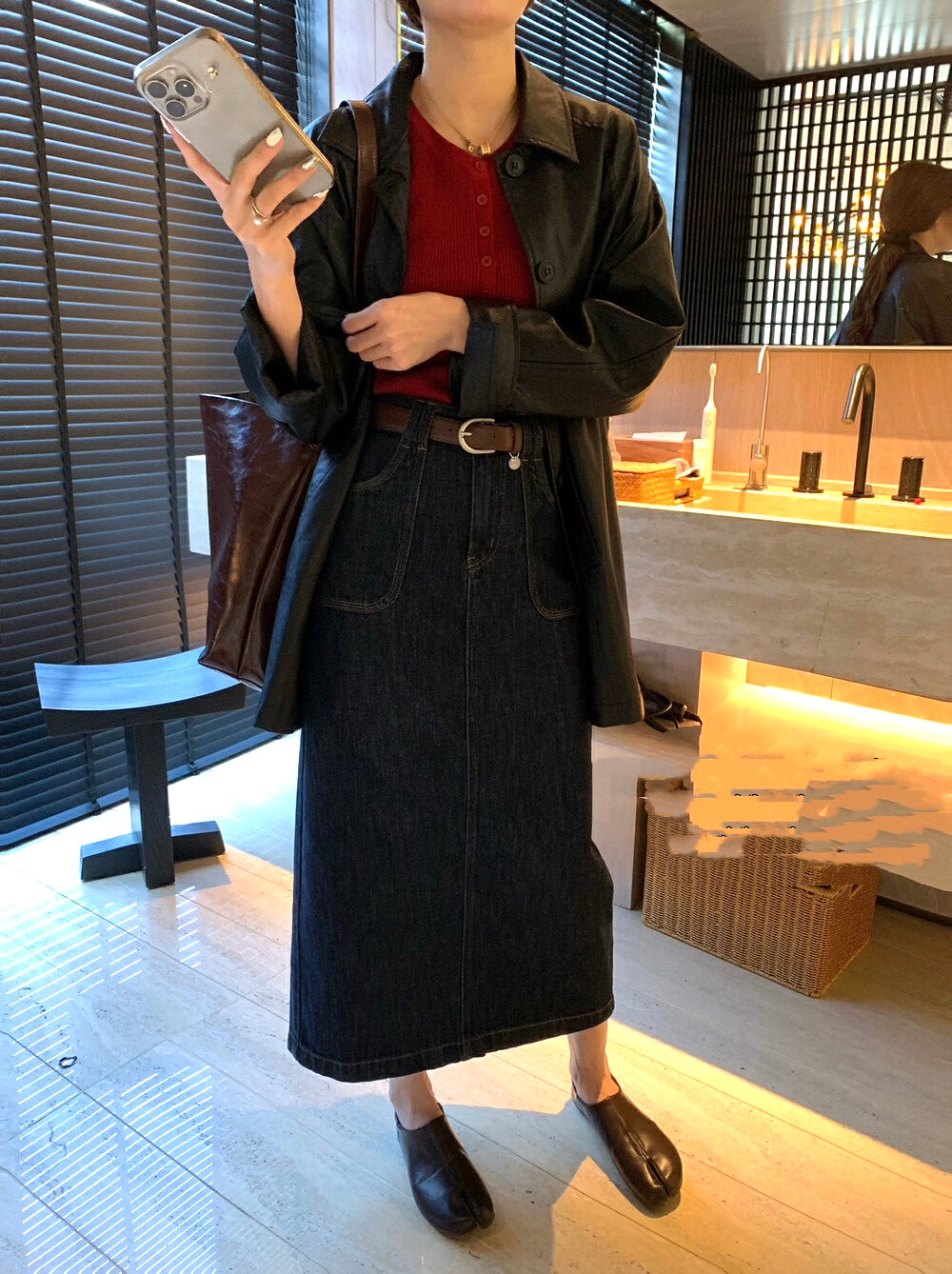 ハイウエストスリットデニムスカート
