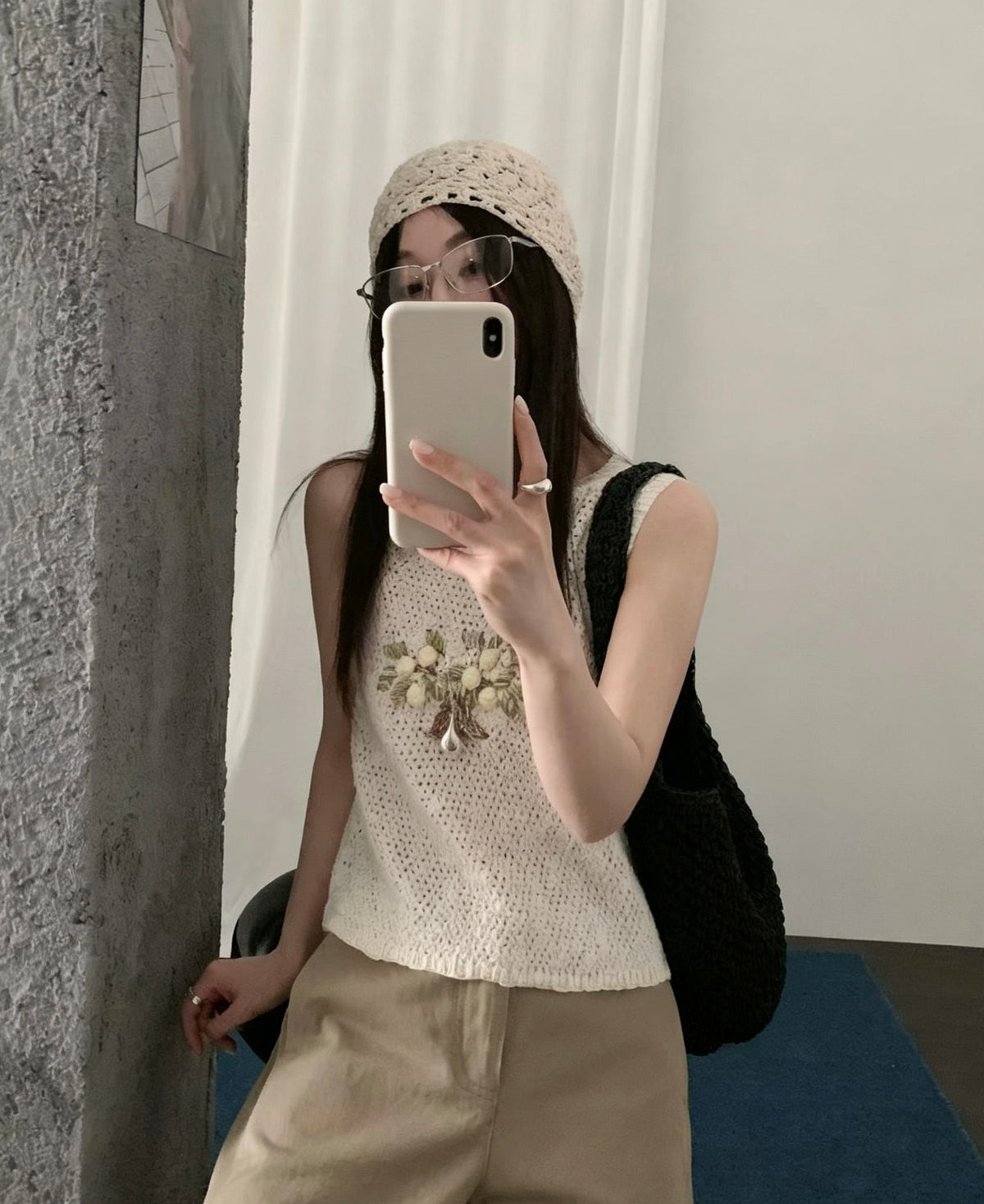 Macaron Floral Knit Vest
