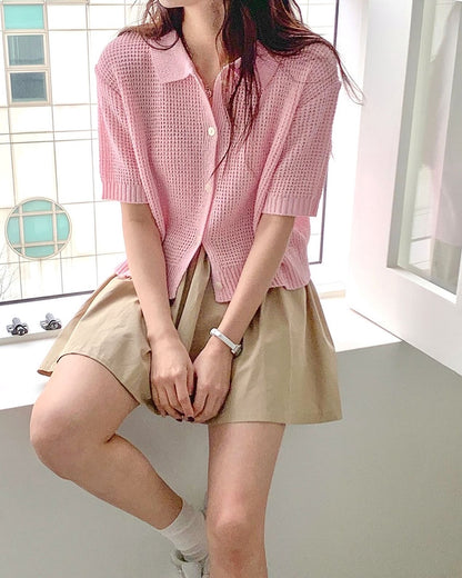 翻領針織開樓top