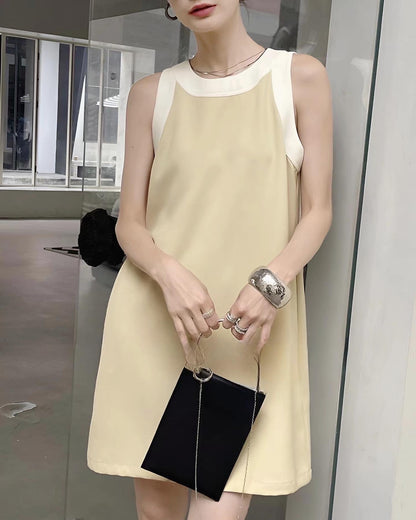 配色ネックレスベストワンピース