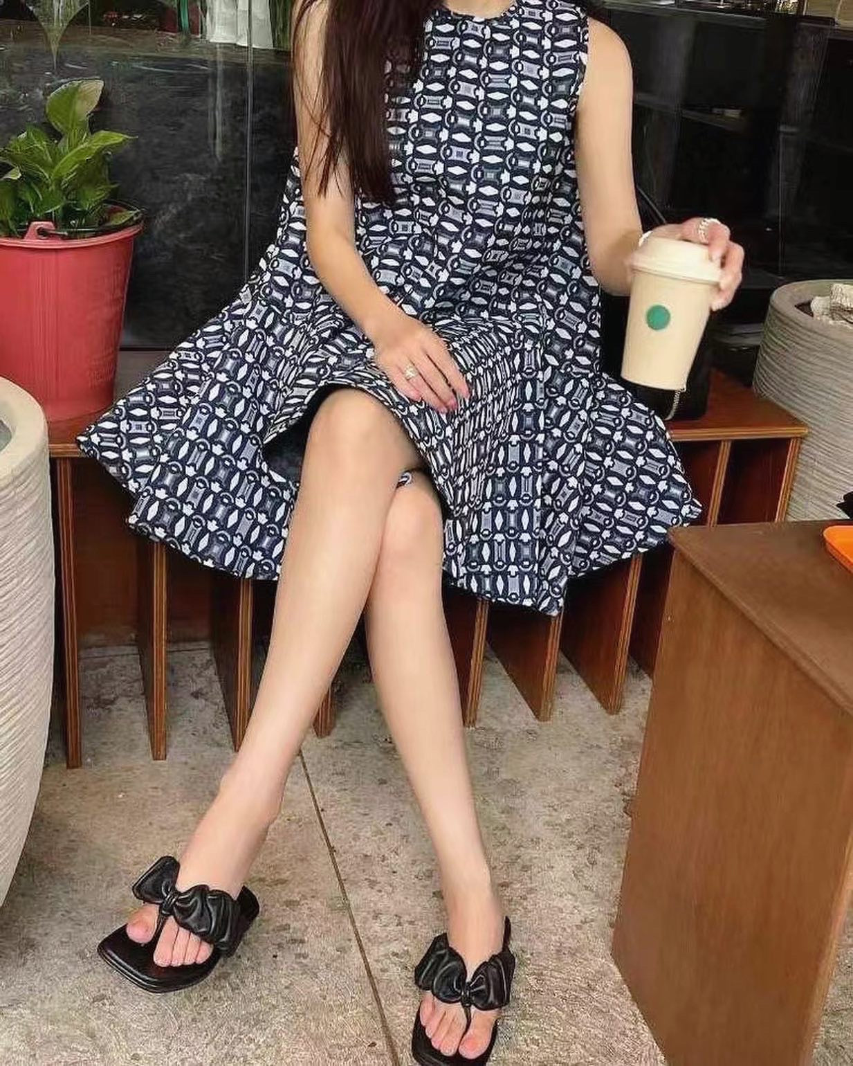 復古荷葉邊大擺裙