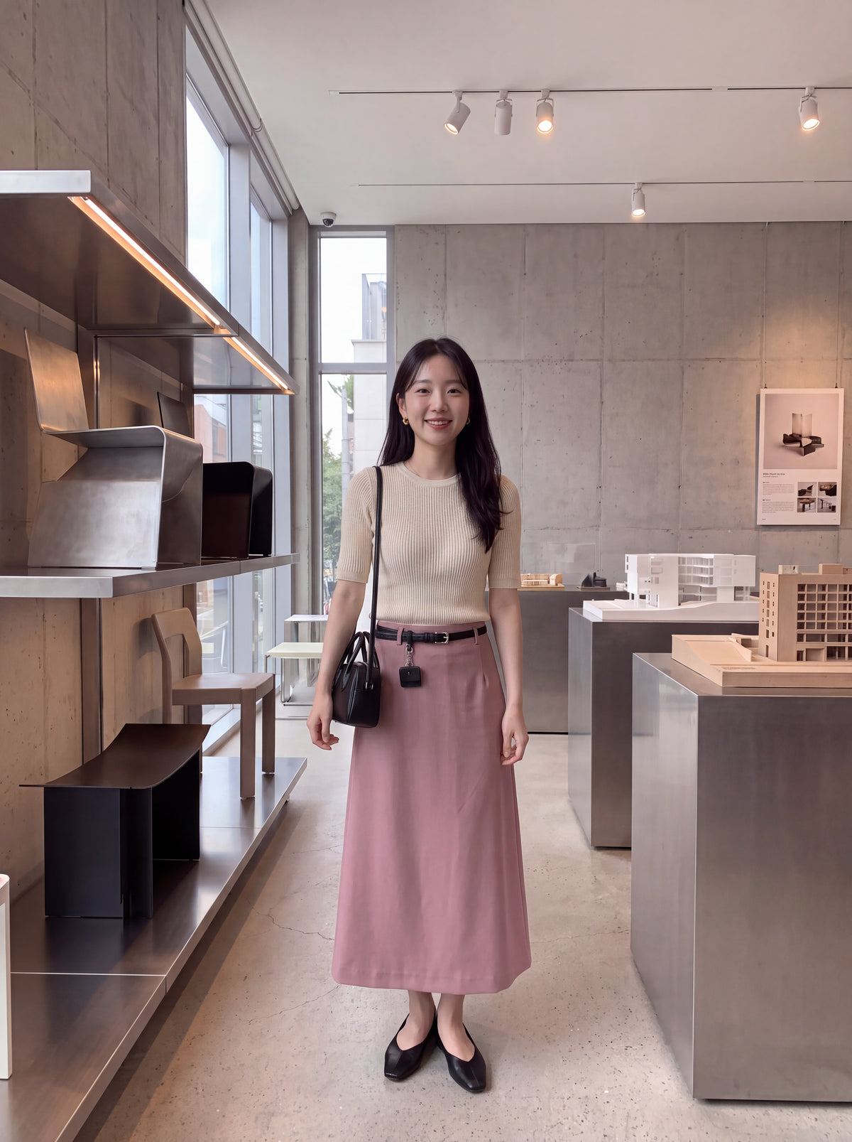 High-End Belted Long Midi Skirt