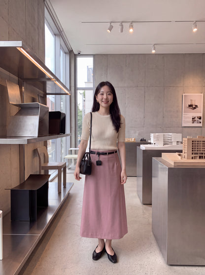 High-End Belted Long Midi Skirt