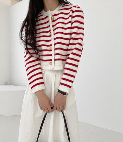 ボーダーニットカーディガン