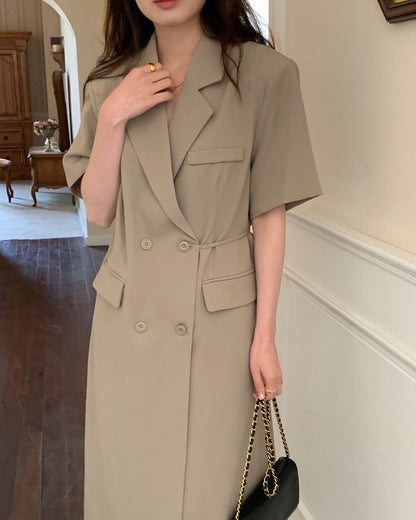 法式翻領西裝連身裙