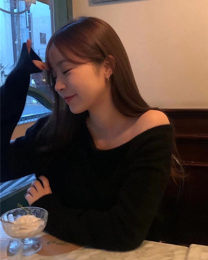 off shoulder針織冷杉top