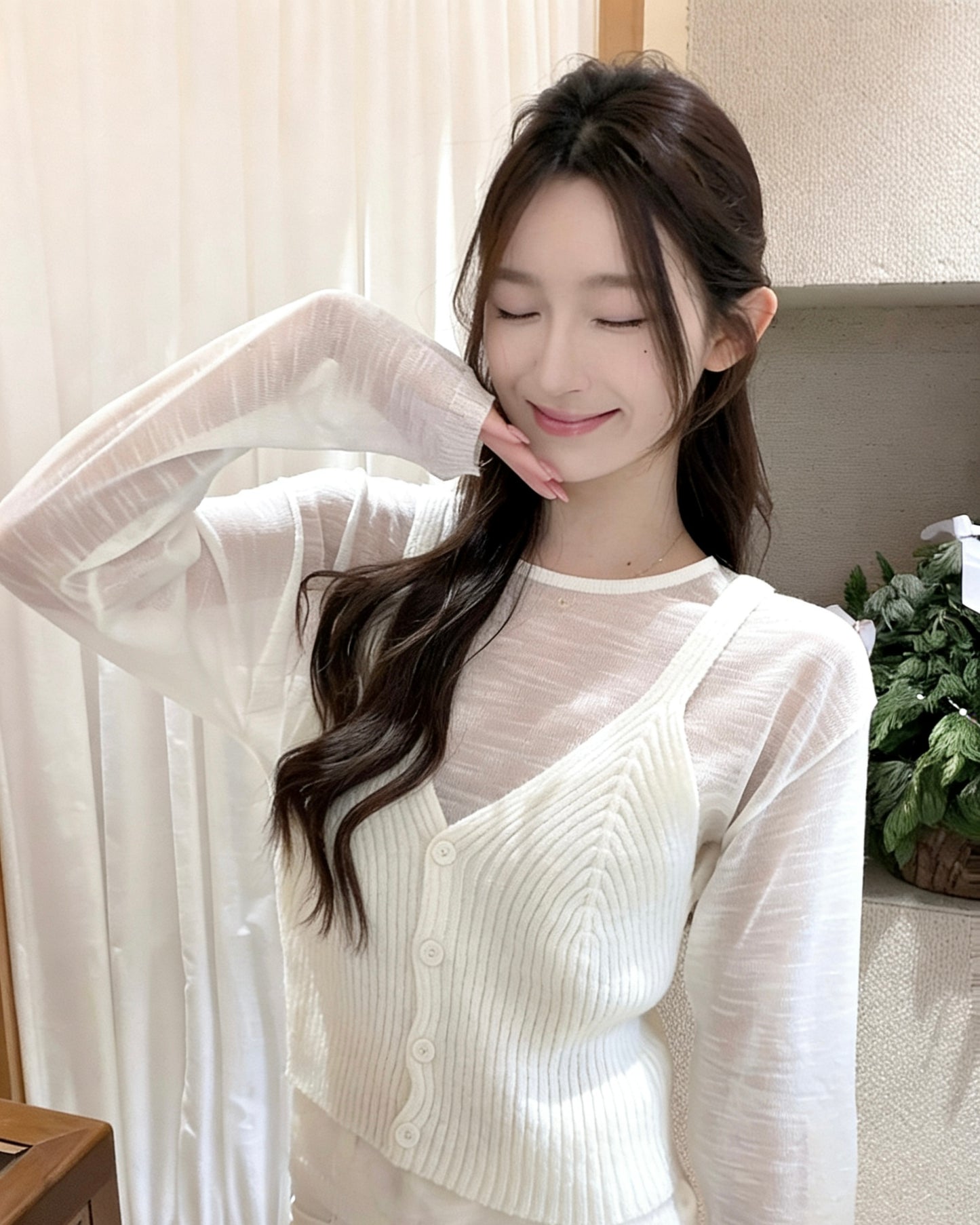 疊穿小衫+吊帶針織馬甲套裝