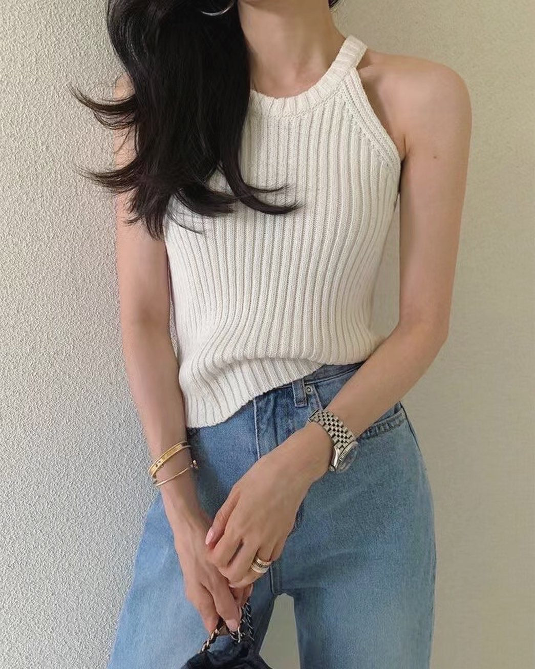 Halter Neck Knitted Vest