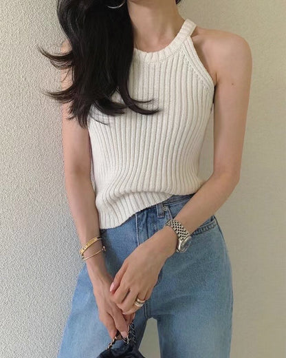 Halter Neck Knitted Vest