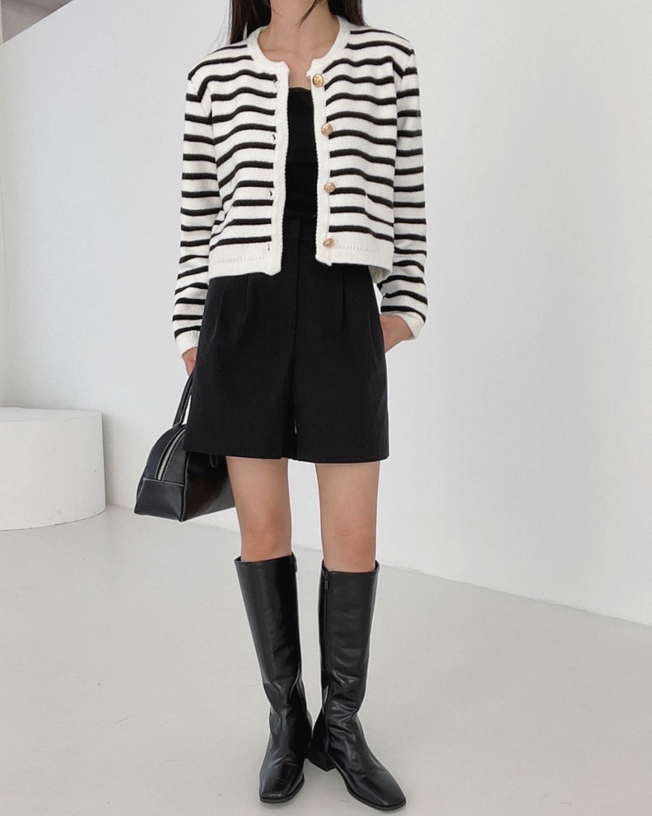 ボーダーニットカーディガン