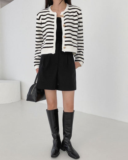 ボーダーニットカーディガン