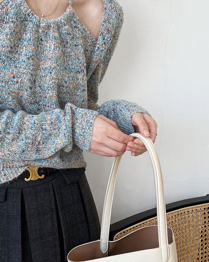 ハイネックフェイクレイヤードニットトップ