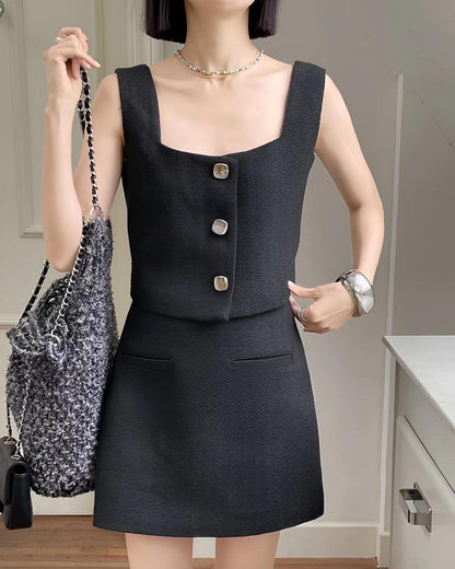 Cropped Tank Top and Mini Skirt Set