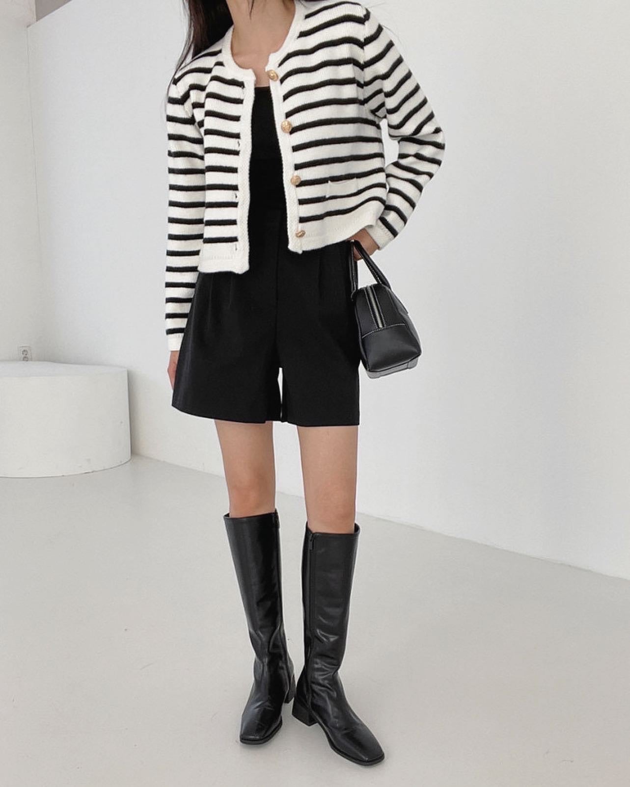 ボーダーニットカーディガン