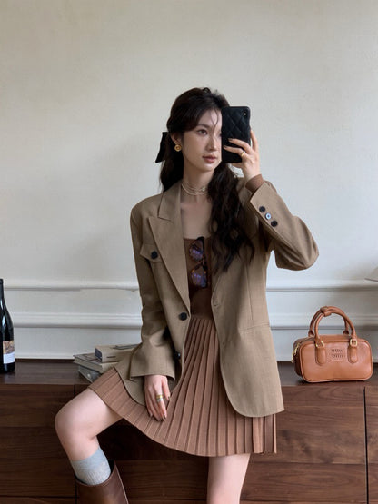 法式方領修腰連身裙