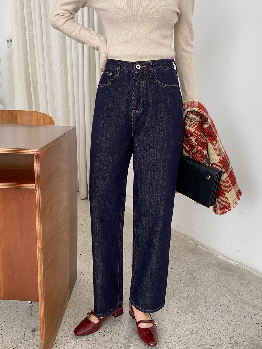 明線復古煙管牛仔褲