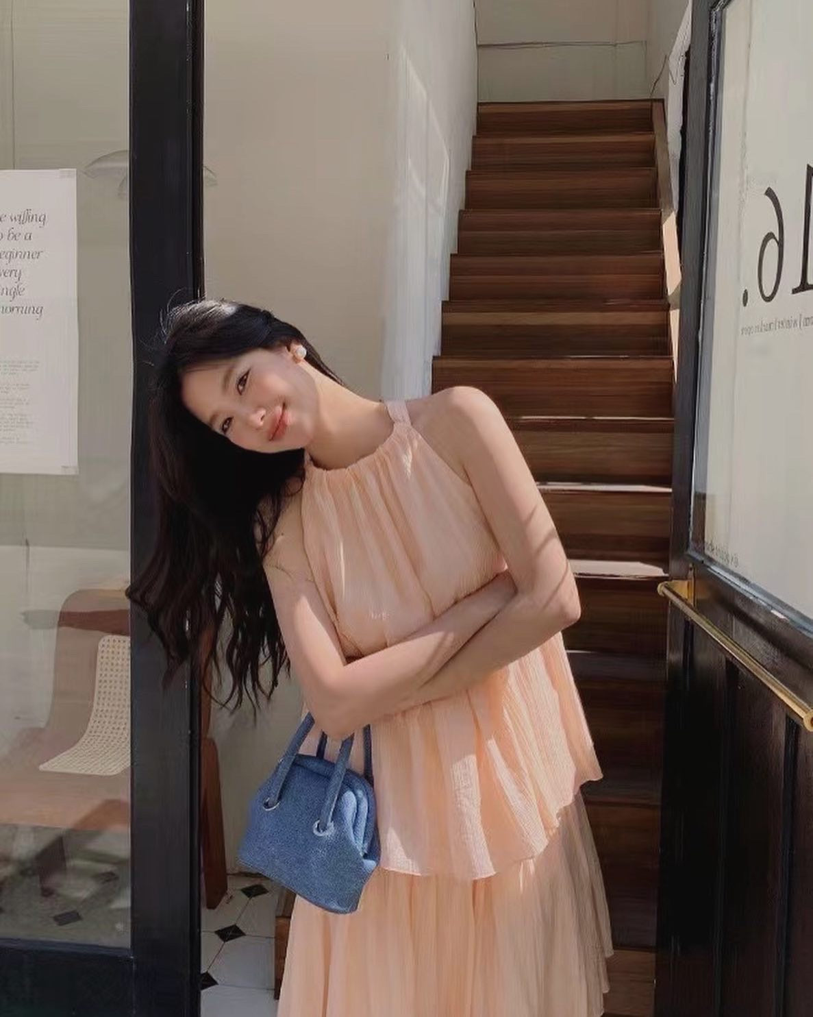 Four-tier shoulder-inset dress