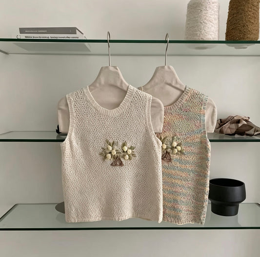 Macaron Floral Knit Vest