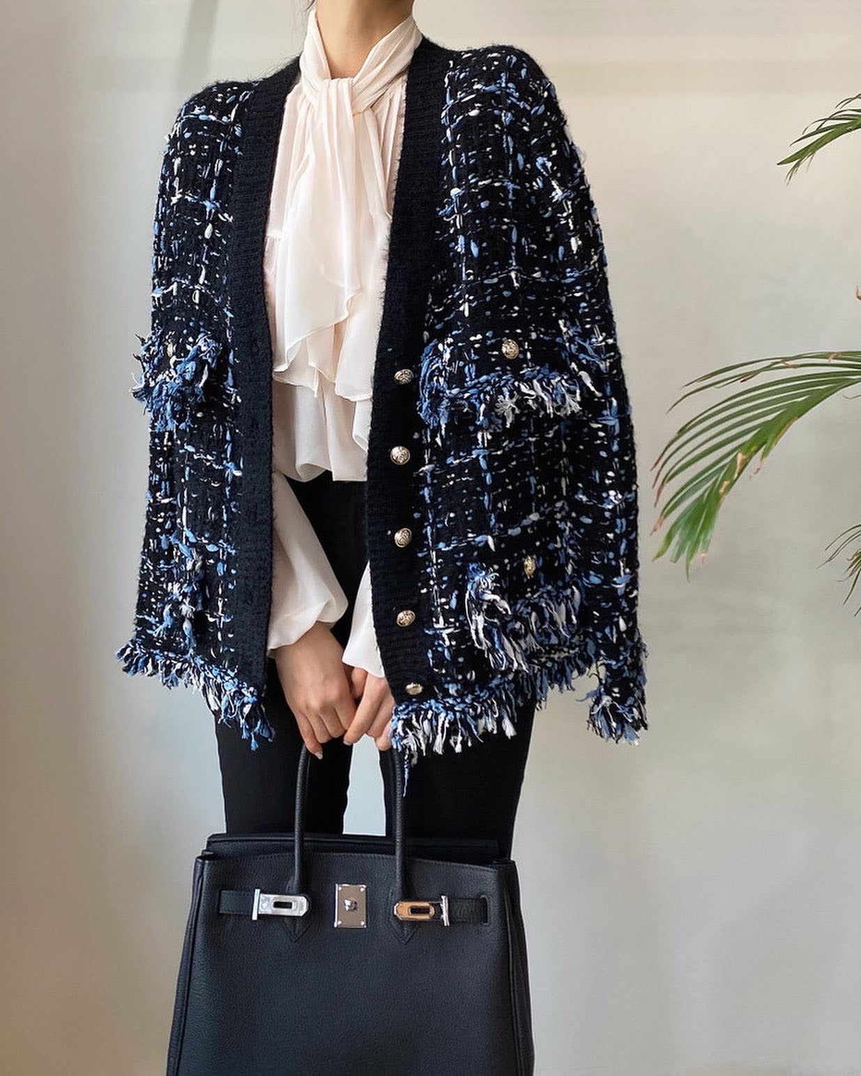 Vintage V-neck Multicolor Knit Cardigan