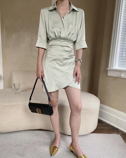 緞面修身連身裙