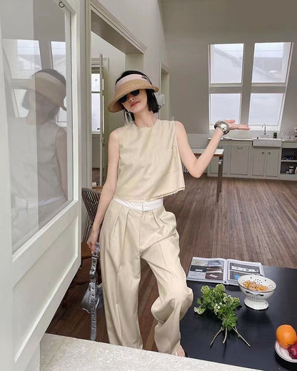 Solid Color Tank Top Casual Set