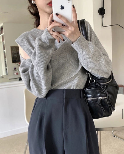 オフショルダーフェイクレイヤードトップ