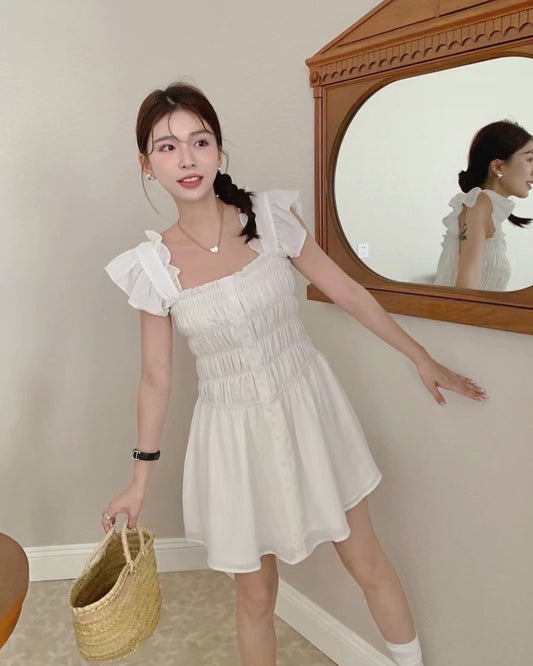 法式花邊收腰仙女裙