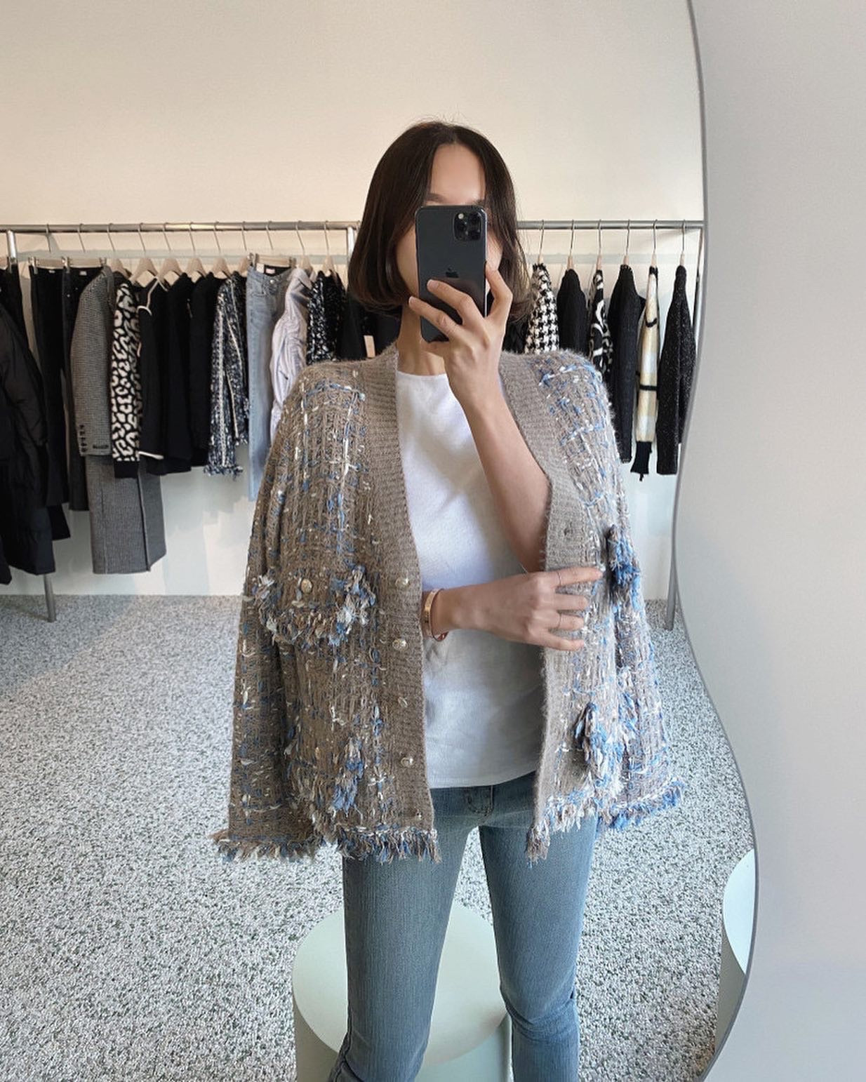 Vintage V-neck Multicolor Knit Cardigan