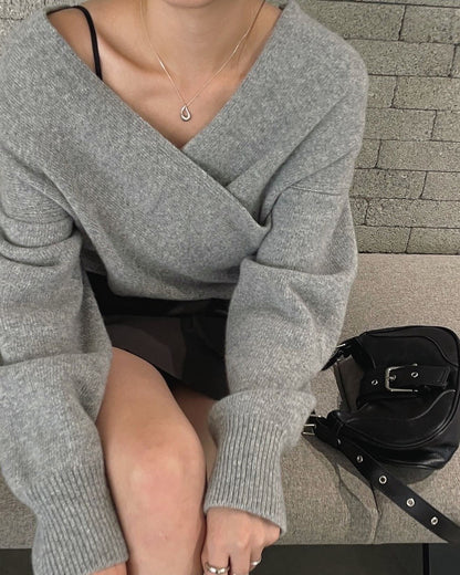 フレンチクロスVネック長袖セーター