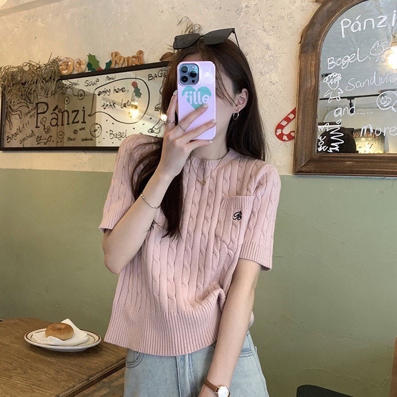 顯瘦針織短袖top