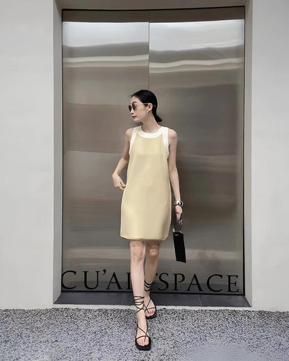 配色ネックレスベストワンピース