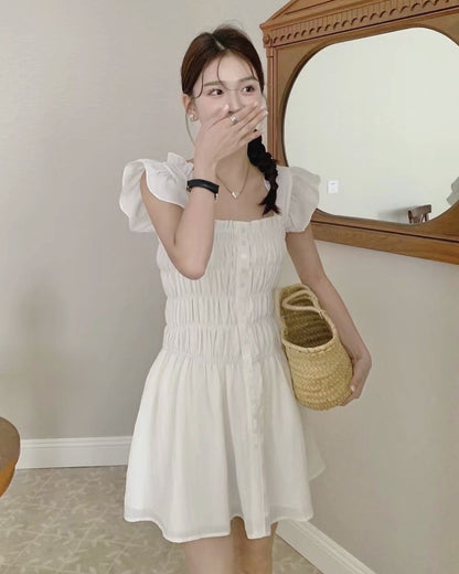 法式花邊收腰仙女裙