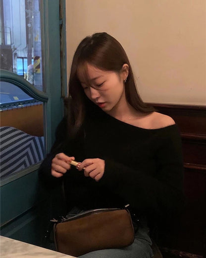 off shoulder針織冷杉top