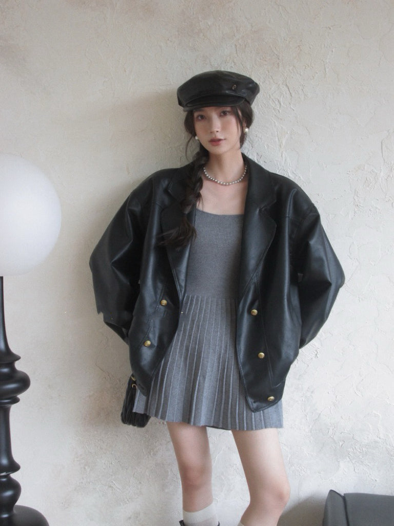 法式方領修腰連身裙