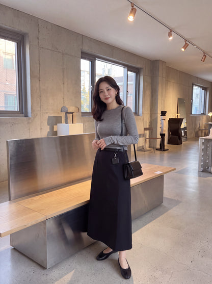 High-End Belted Long Midi Skirt