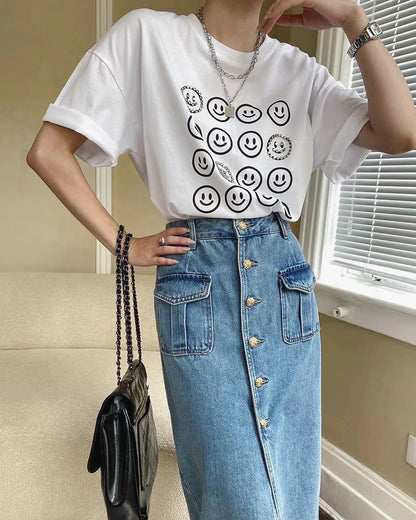 Beaded Smiley Face T-Shirt