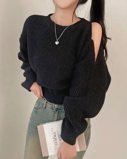 圓領露肩針織top