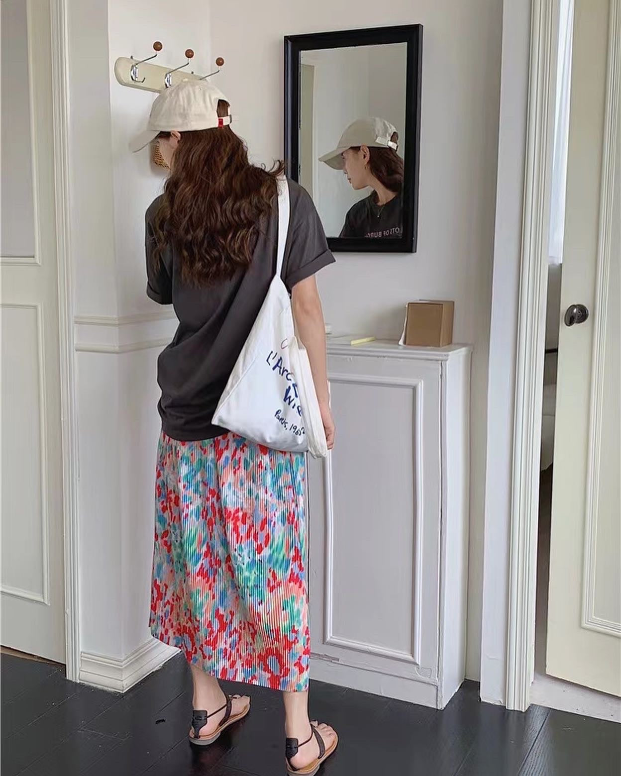 Colorful Straight-Cut Midi Skirt