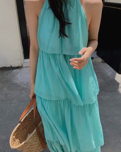 Four-tier shoulder-inset dress